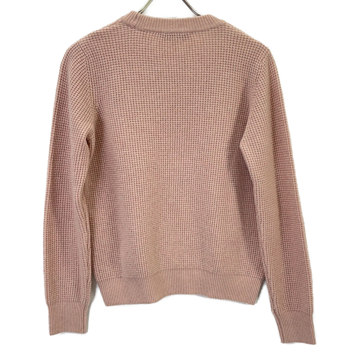 MAISON KITSUNE LW00812KT1063 Pink Wool Lettering Embroidery Logo Waffle Knit Pullover Top