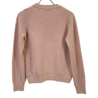 MAISON KITSUNE LW00812KT1063 Pink Wool Lettering Embroidery Logo Waffle Knit Pullover Top