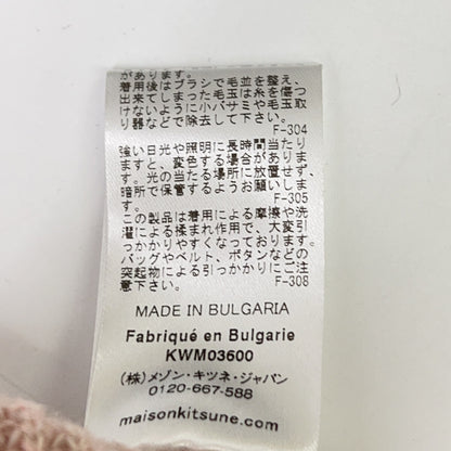 MAISON KITSUNE LW00812KT1063 Pink Wool Lettering Embroidery Logo Waffle Knit Pullover Top