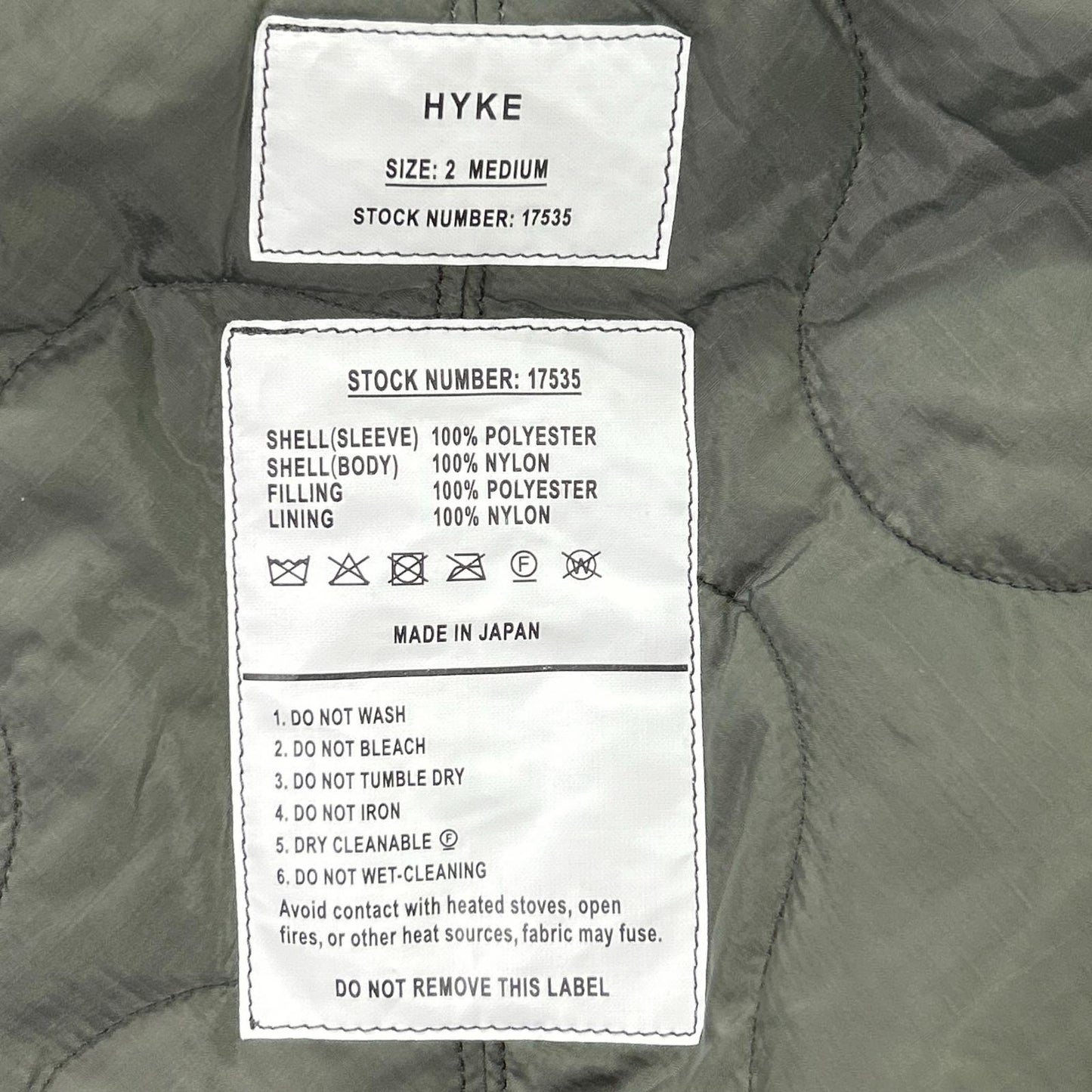 HYKE 25AW 252-17535 Khaki Nylon Twill Faux Shearling Type CWU-45/P Jacket 2 MEDIUM