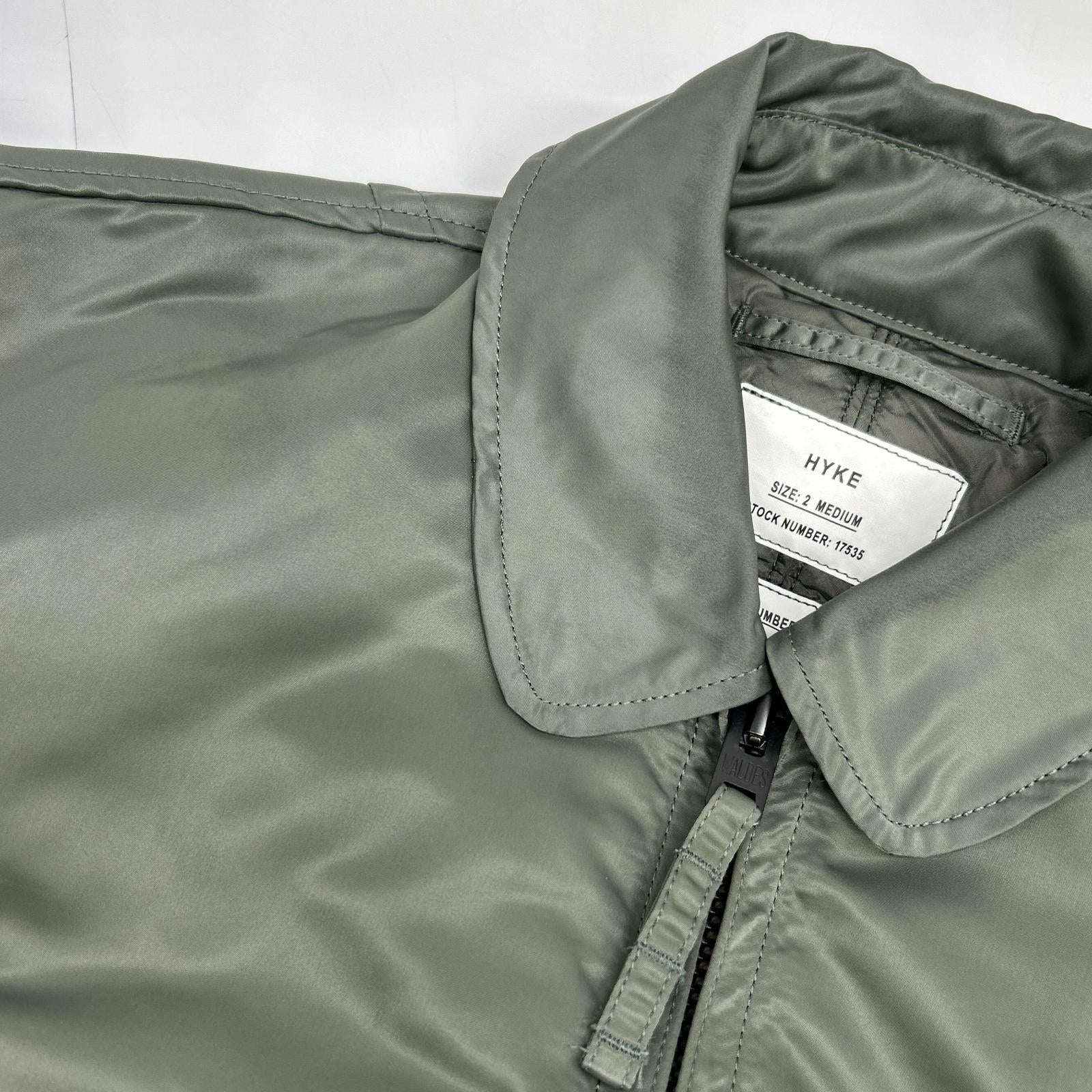 HYKE 25AW 252-17535 Khaki Nylon Twill Faux Shearling Type CWU-45/P Jacket 2 MEDIUM