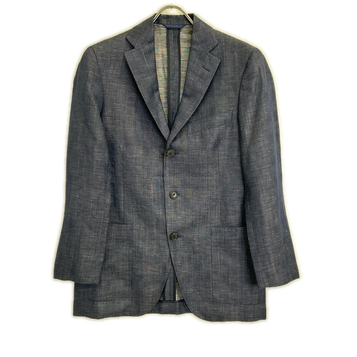 Belvest G10547 Navy Wool x Linen Side Vent 3B Tailored Jacket