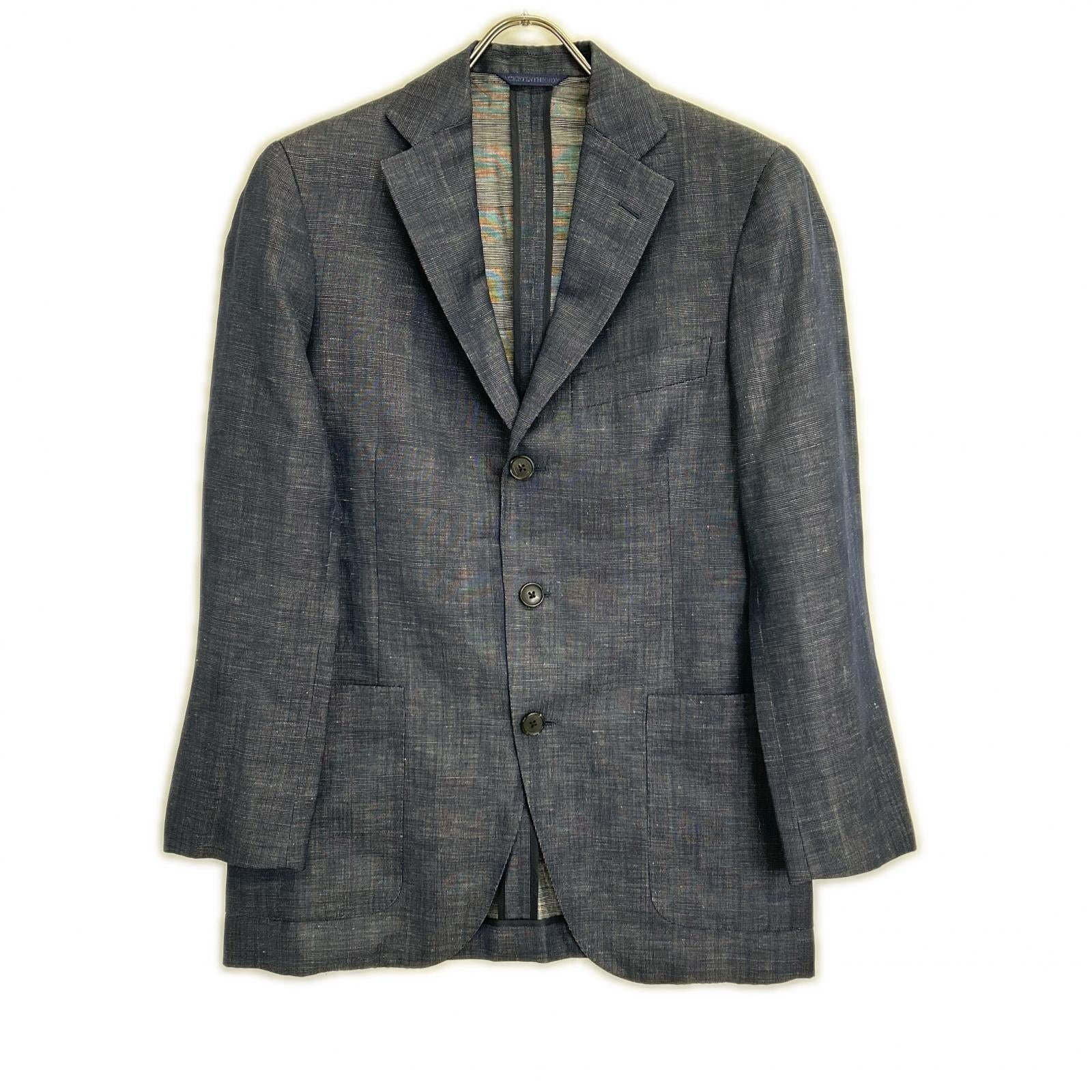 Belvest G10547 Navy Wool x Linen Side Vent 3B Tailored Jacket