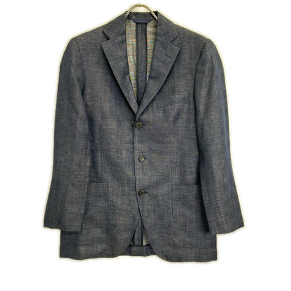 Belvest G10547 Navy Wool x Linen Side Vent 3B Tailored Jacket