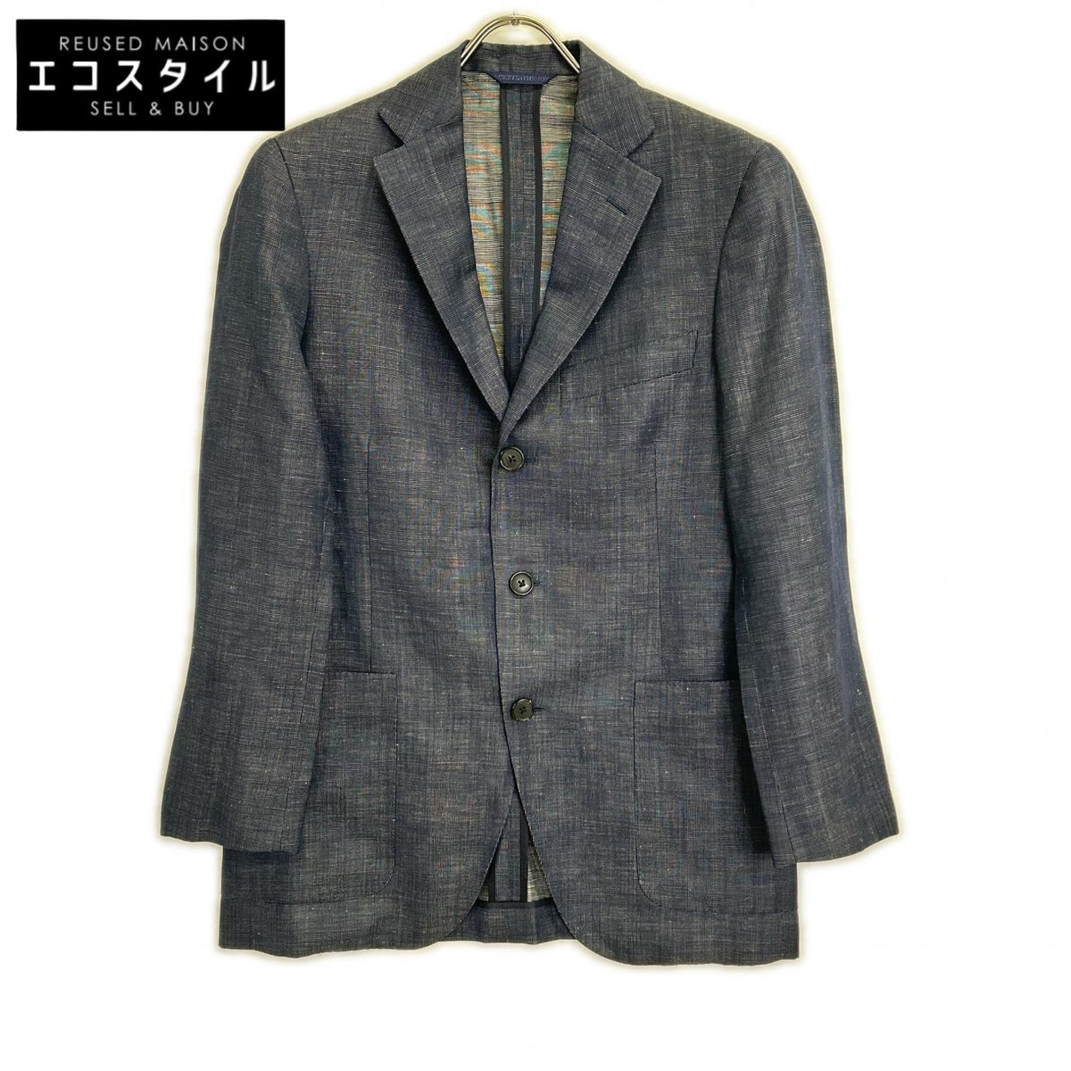 Belvest G10547 Navy Wool x Linen Side Vent 3B Tailored Jacket