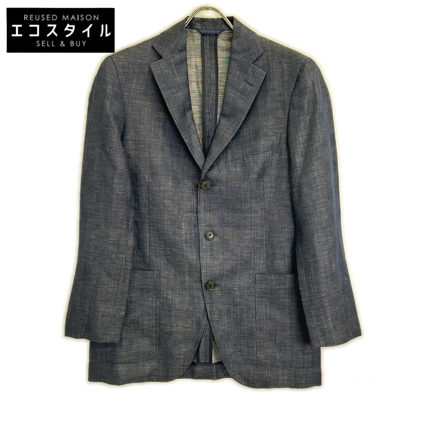 Belvest G10547 Navy Wool x Linen Side Vent 3B Tailored Jacket