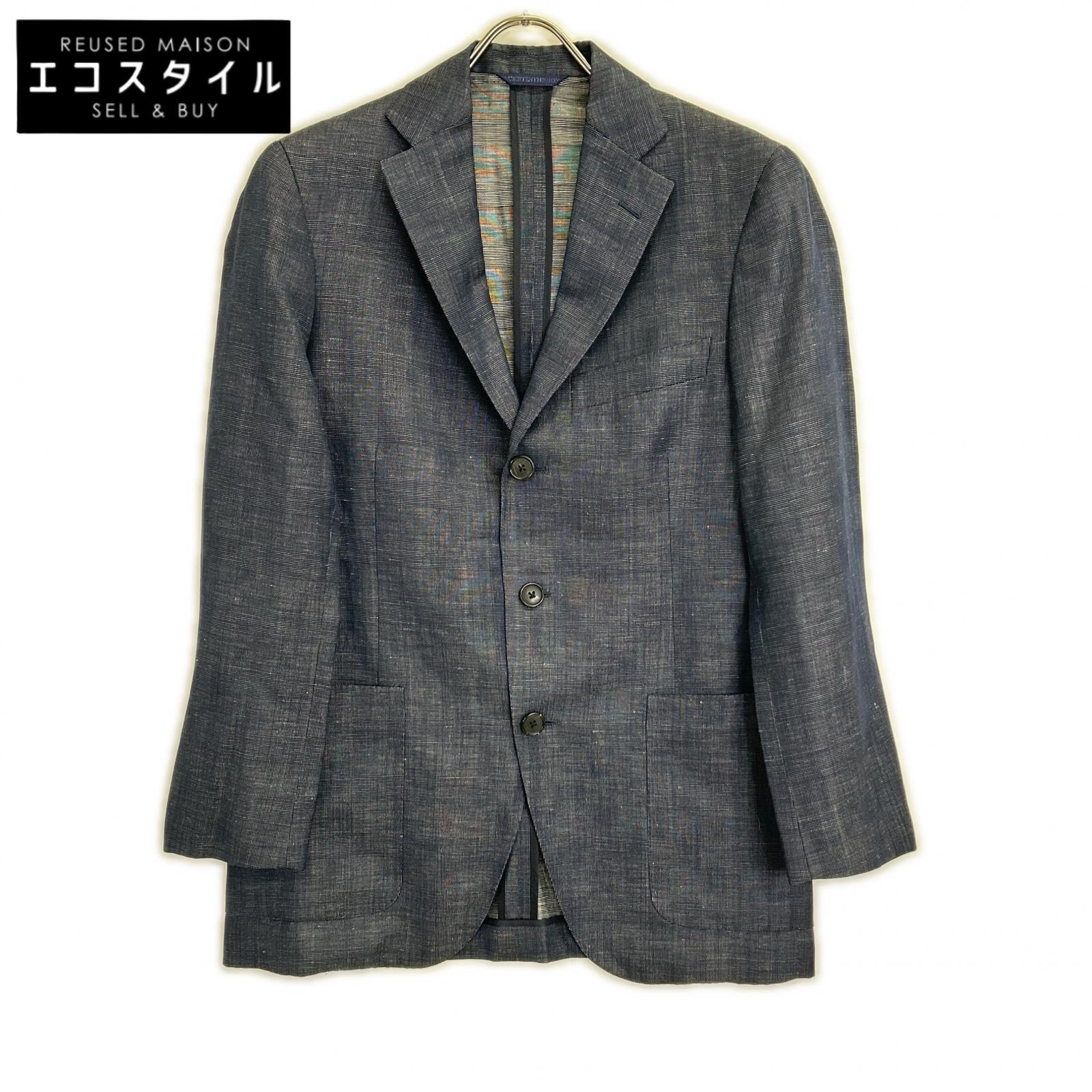 Belvest G10547 Navy Wool x Linen Side Vent 3B Tailored Jacket