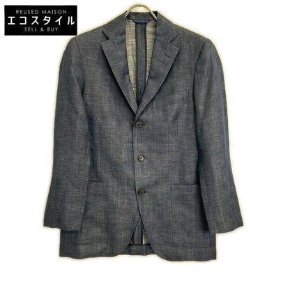 Belvest G10547 Navy Wool x Linen Side Vent 3B Tailored Jacket