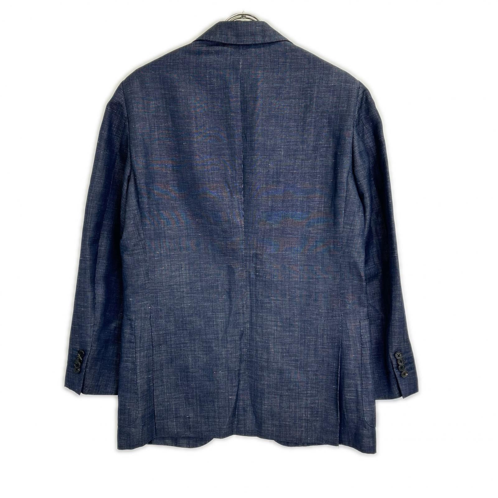 Belvest G10547 Navy Wool x Linen Side Vent 3B Tailored Jacket