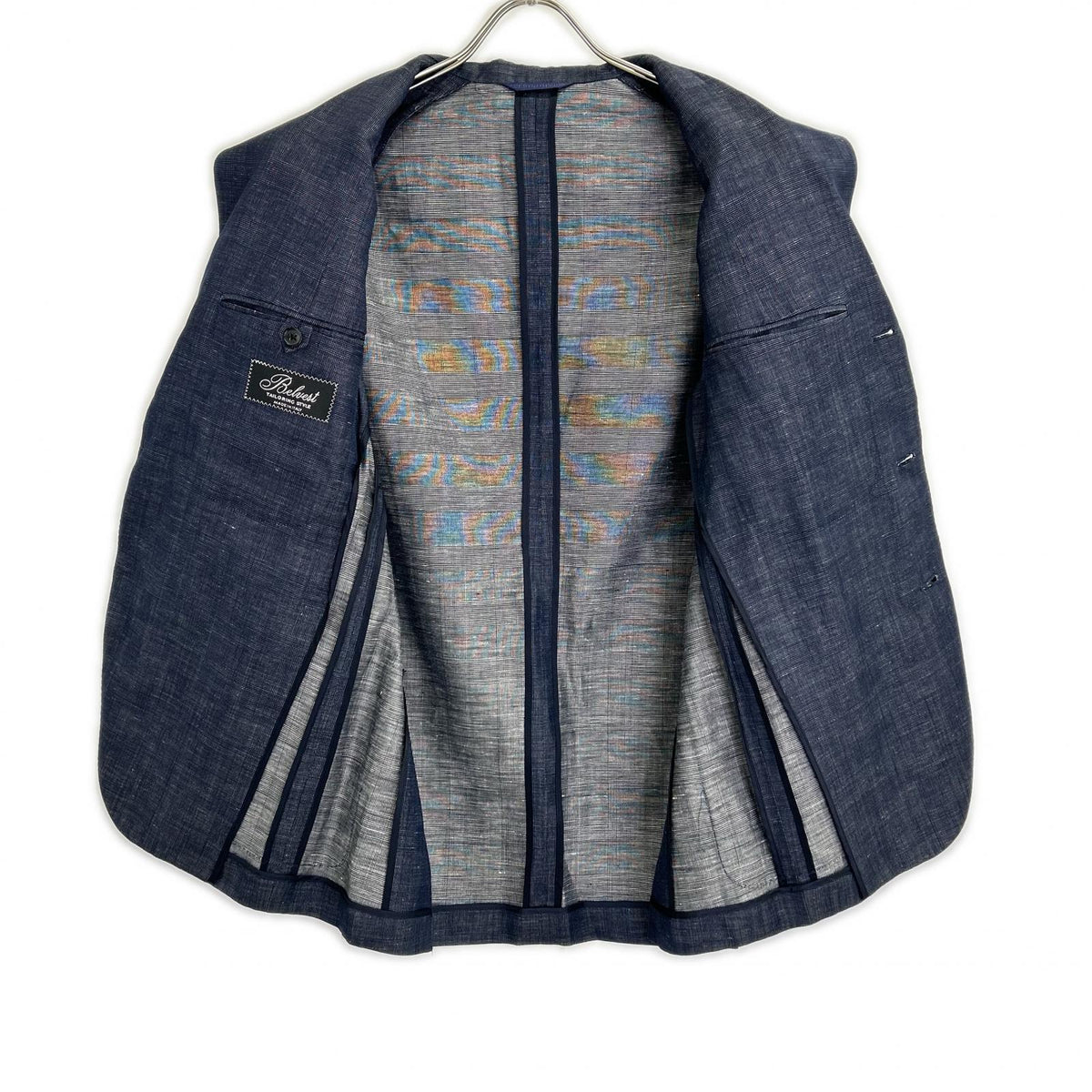 Belvest G10547 Navy Wool x Linen Side Vent 3B Tailored Jacket