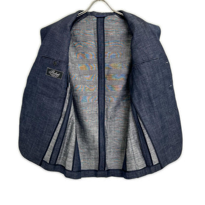 Belvest G10547 Navy Wool x Linen Side Vent 3B Tailored Jacket
