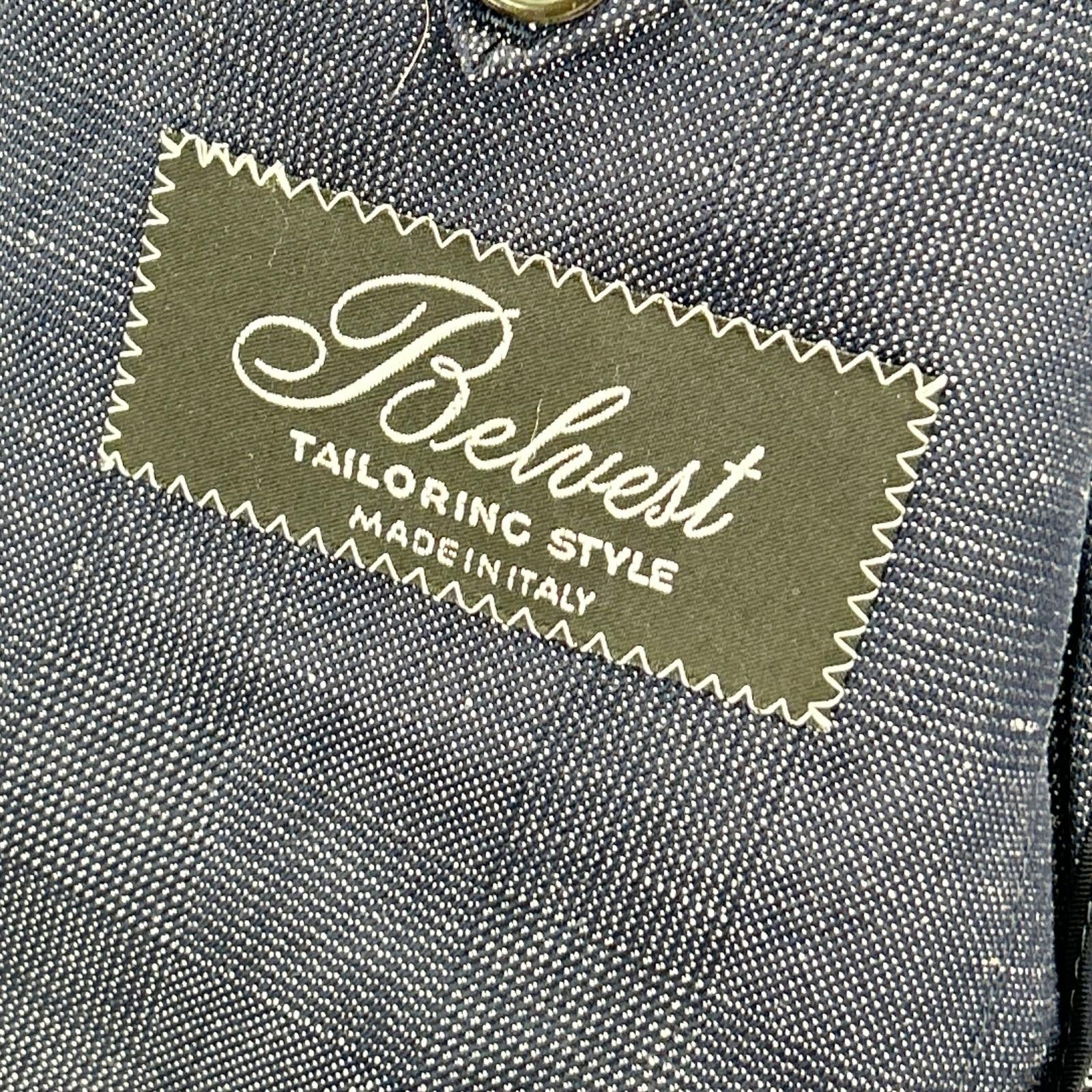 Belvest G10547 Navy Wool x Linen Side Vent 3B Tailored Jacket