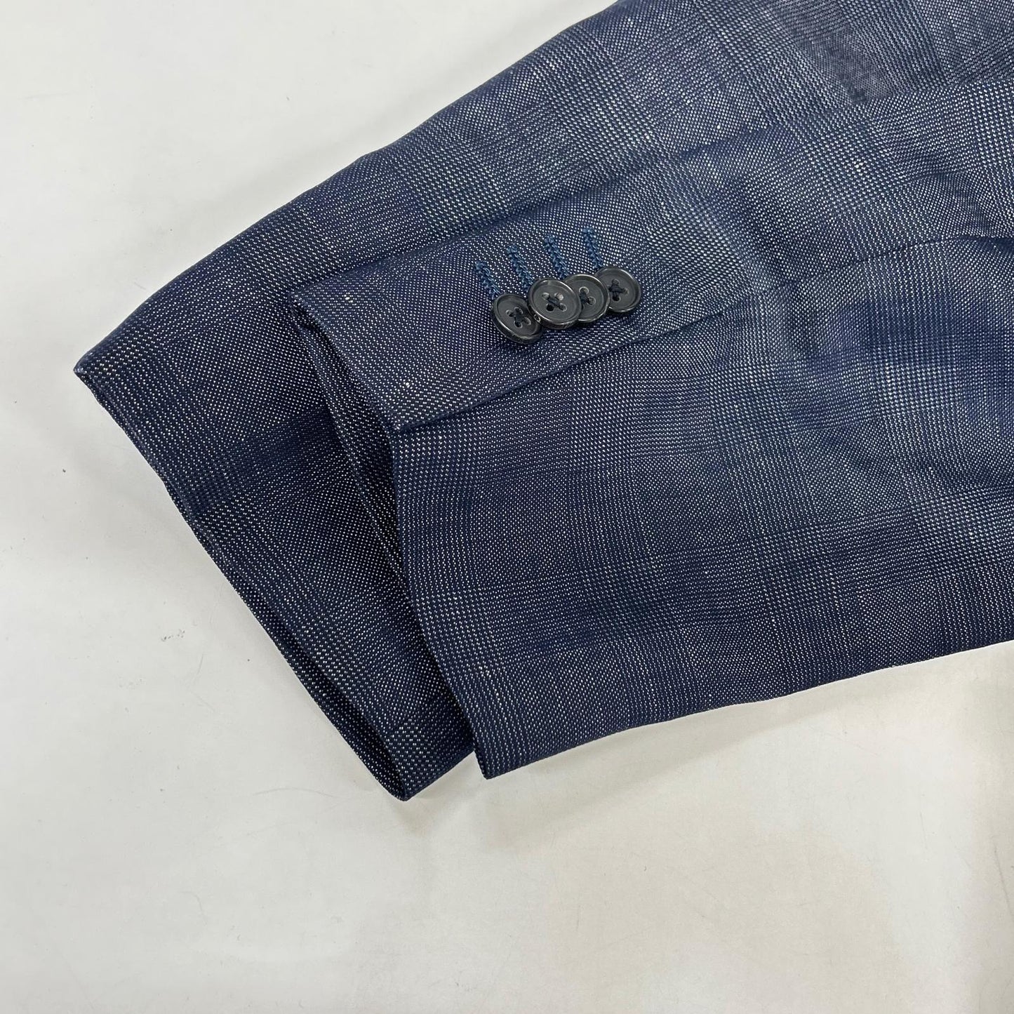 Belvest G10547 Navy Wool x Linen Side Vent 3B Tailored Jacket