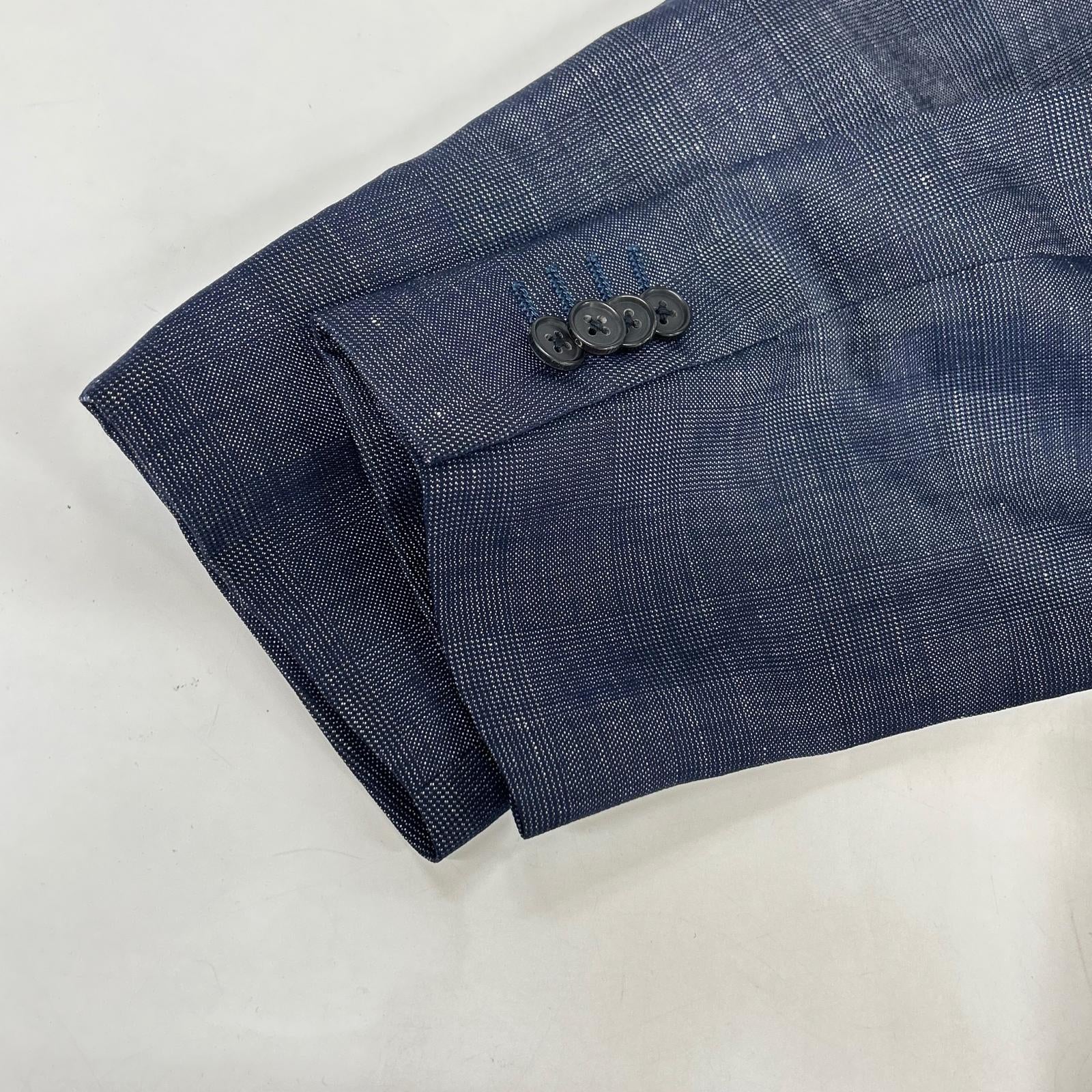 Belvest G10547 Navy Wool x Linen Side Vent 3B Tailored Jacket