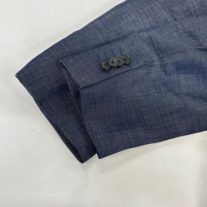 Belvest G10547 Navy Wool x Linen Side Vent 3B Tailored Jacket