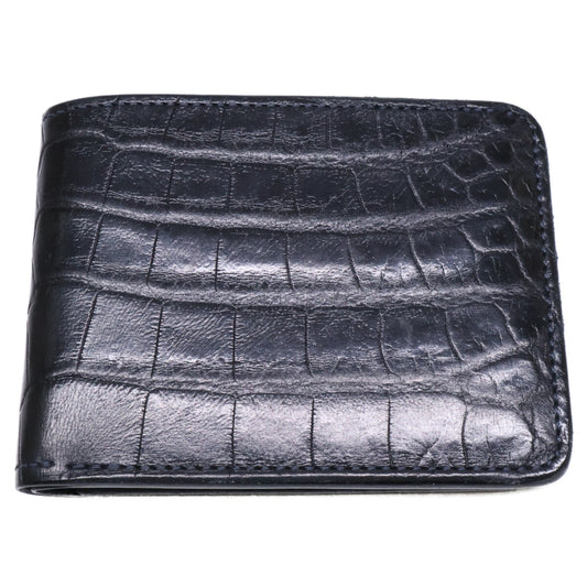 【美品】WINGS ｳｨﾝｸﾞｽ ｸﾛｺﾀﾞｲﾙ/ｻﾄﾞﾙﾌﾟﾙｱｯﾌﾟ 2つ折り純札財布 二つ折り財布（小銭入れなし） メンズ