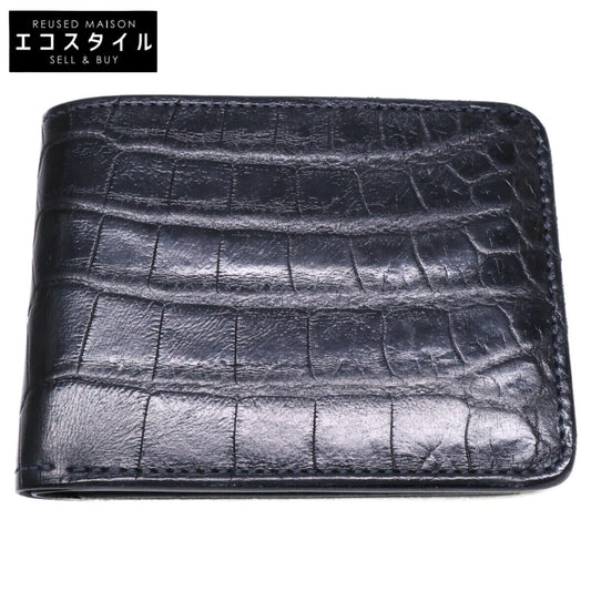 【美品】WINGS ｳｨﾝｸﾞｽ ｸﾛｺﾀﾞｲﾙ/ｻﾄﾞﾙﾌﾟﾙｱｯﾌﾟ 2つ折り純札財布 二つ折り財布（小銭入れなし） メンズ