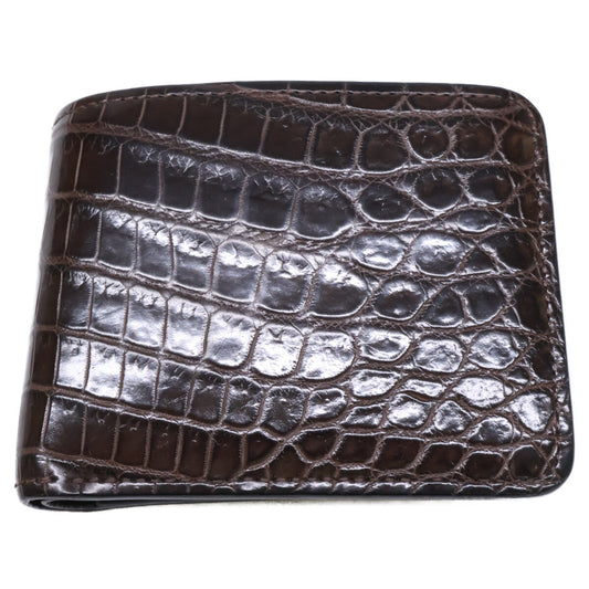 【美品】GROUNDER/CRC(EB)/CH ｸﾞﾗｳﾝﾀﾞｰ ｸﾛｺﾀﾞｲﾙ/ｲﾝｸﾞﾘｯｼｭﾌﾞﾗｲﾄﾞﾙ 小銭入れ付き二つ折り財布 二つ折り財布（小銭入れあり） メンズ