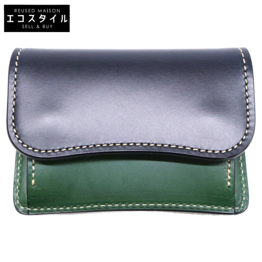 WILDSWANS 【Near Mint Condition】Custom Order TONGUE NAVYxGRN Saddle Pull-up Leather Coin Case