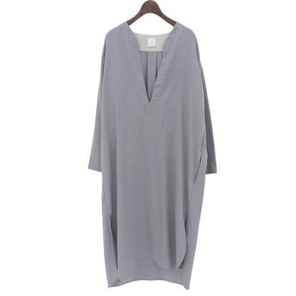 Women's Gray Poly-Linen Slit Kaftan Dress Size 4