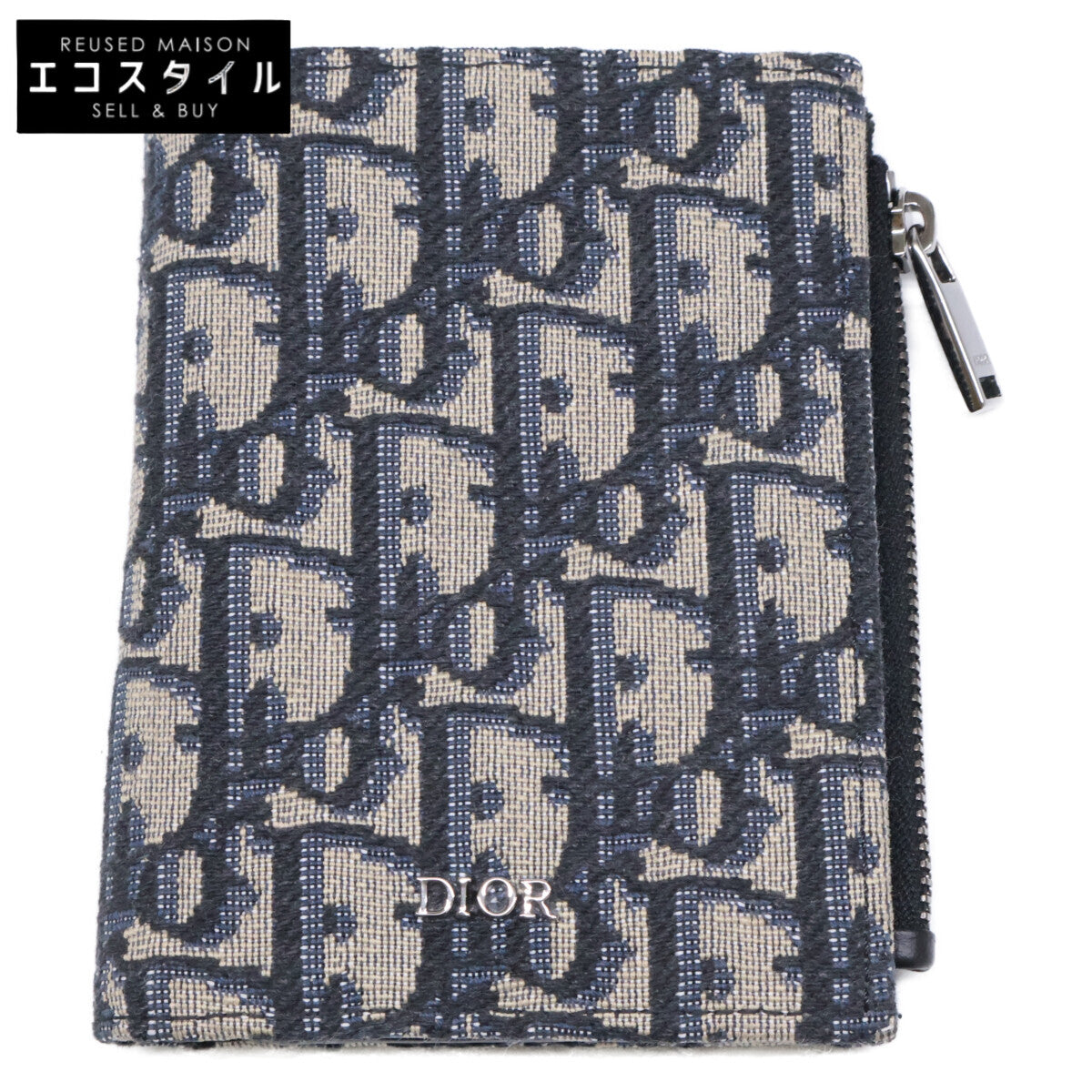 DIOR Dior [Excellent Condition] 2025 Model 2ESBC319YSE_H05E Vertical Compact Card Holder Dior Oblique Jacquard Bifold Wallet (with coin purse)