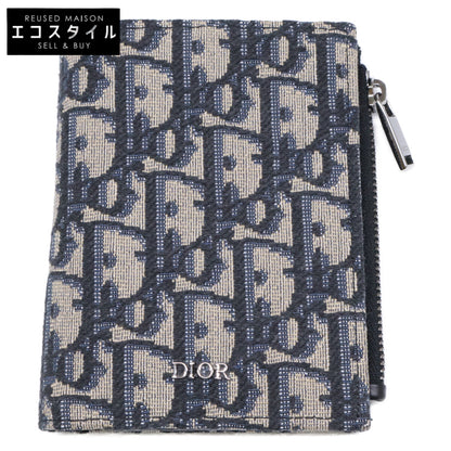 DIOR Dior [Excellent Condition] 2025 Model 2ESBC319YSE_H05E Vertical Compact Card Holder Dior Oblique Jacquard Bifold Wallet (with coin purse)