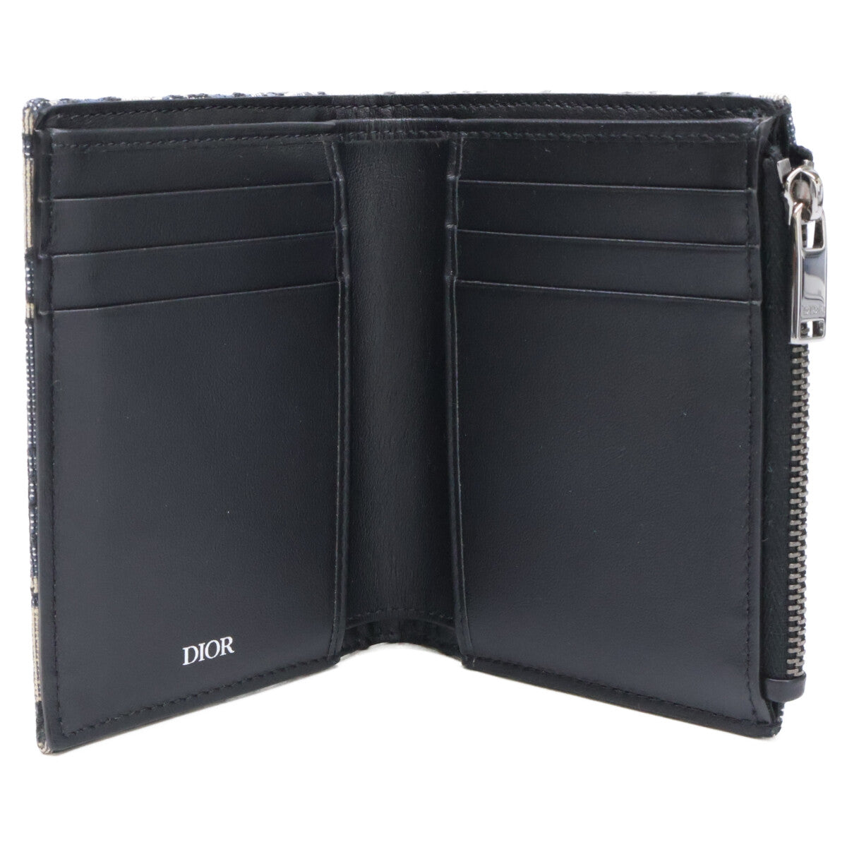 DIOR Dior [Excellent Condition] 2025 Model 2ESBC319YSE_H05E Vertical Compact Card Holder Dior Oblique Jacquard Bifold Wallet (with coin purse)