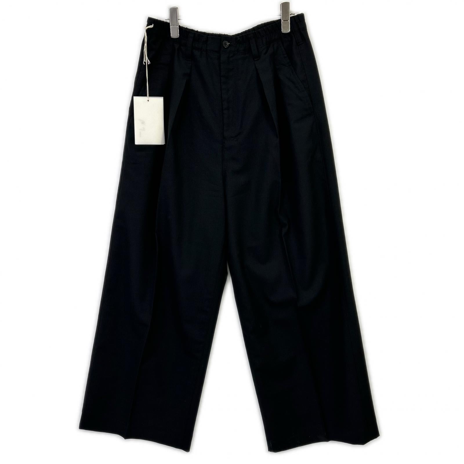 ANCELLM アンセルム ANC-PT86-B ブラック WOOL CALMSSKIN TUCK EASY SLACKS ボトムス