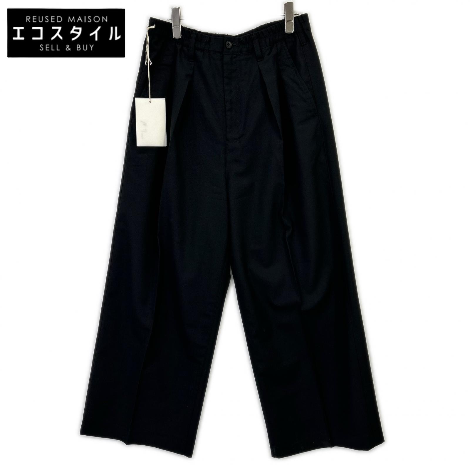 ANCELLM アンセルム ANC-PT86-B ブラック WOOL CALMSSKIN TUCK EASY SLACKS ボトムス