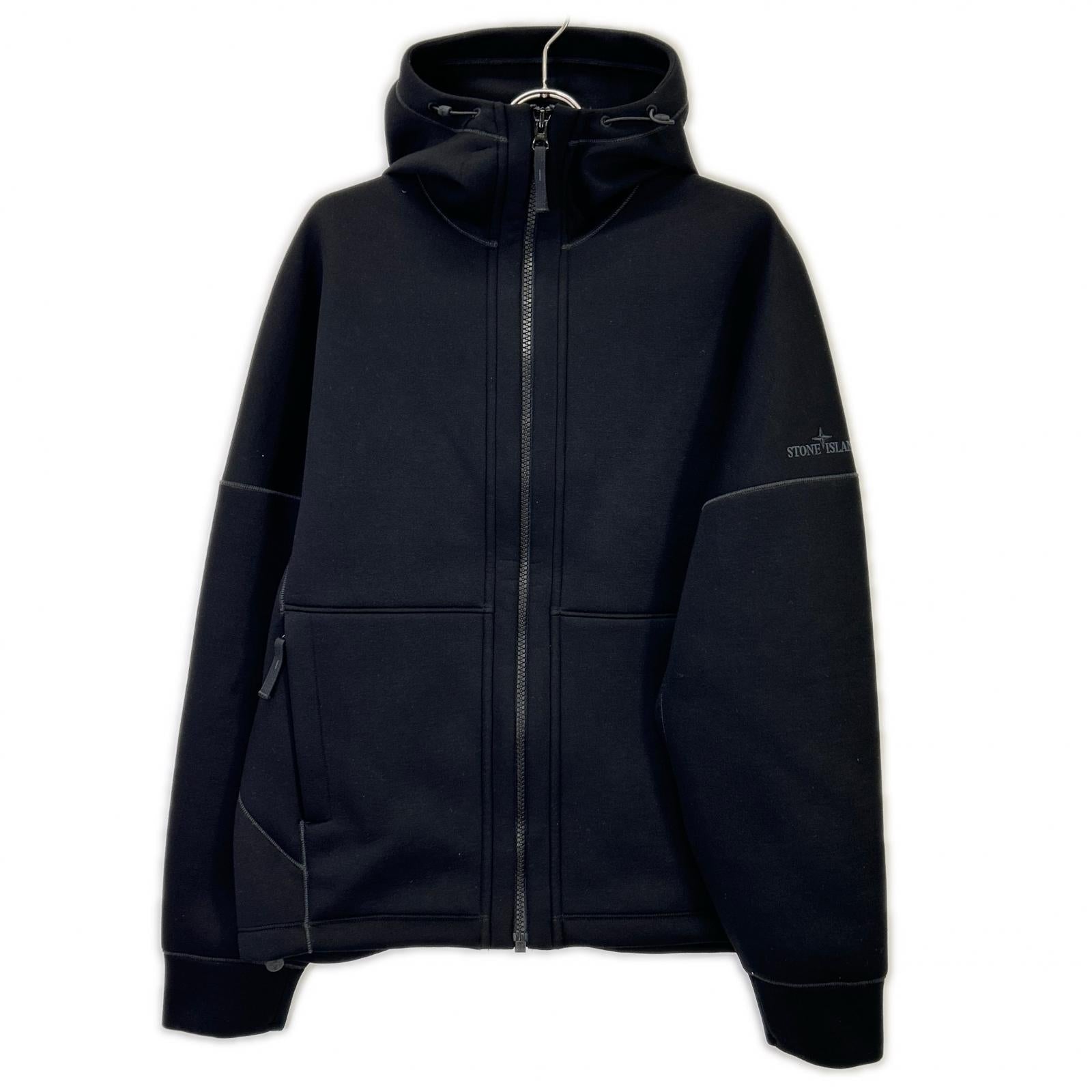 STONE ISLAND ストーンアイランド 23SS K2S156100031 S0213 ブラック レーヨン ロゴ刺繍 ドローコードジップフーディ トップス