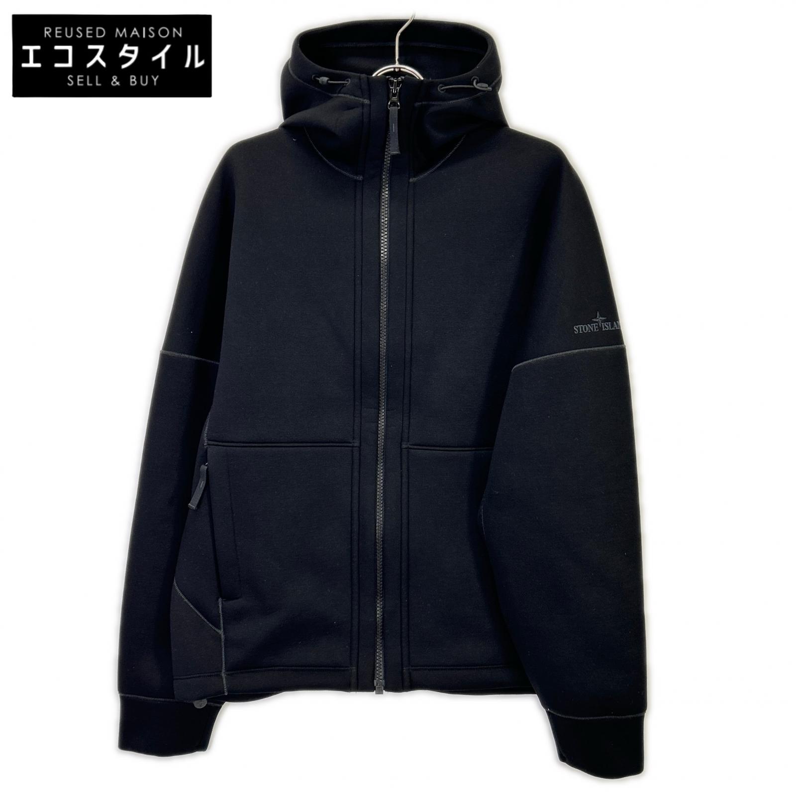 STONE ISLAND ストーンアイランド 23SS K2S156100031 S0213 ブラック レーヨン ロゴ刺繍 ドローコードジップフーディ トップス