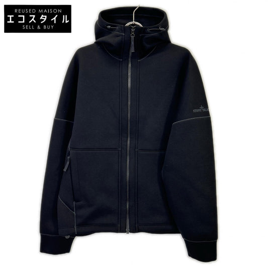 STONE ISLAND Stone Island 23SS K2S156100031 S0213 黑色 人造丝 徽标刺绣 抽绳拉链连帽衫 上衣