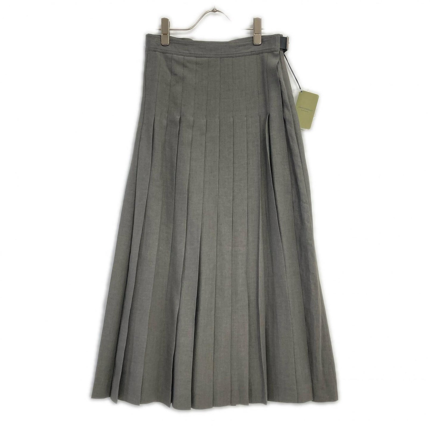 JOHN SMEDLEY ジョンスメドレー A2731FS 309 グレー リネン100 ランダムタック ベルテッドフレアロングスカート スカート