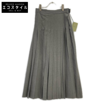 JOHN SMEDLEY ジョンスメドレー A2731FS 309 グレー リネン100 ランダムタック ベルテッドフレアロングスカート スカート