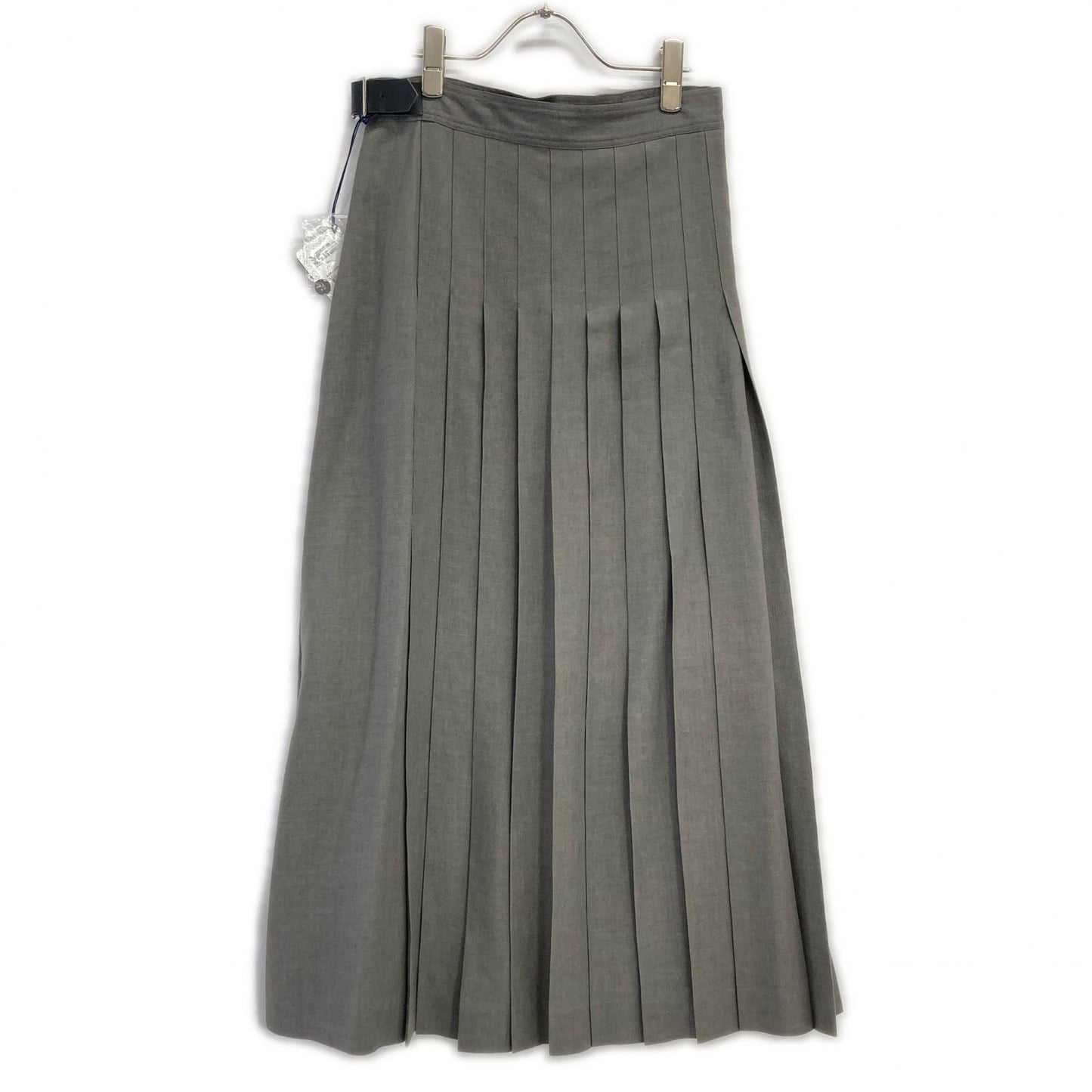 JOHN SMEDLEY ジョンスメドレー A2731FS 309 グレー リネン100 ランダムタック ベルテッドフレアロングスカート スカート