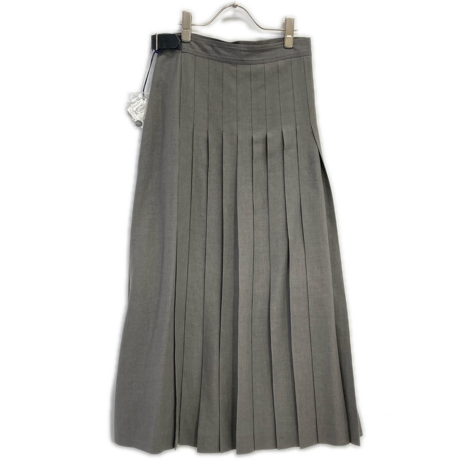 JOHN SMEDLEY ジョンスメドレー A2731FS 309 グレー リネン100 ランダムタック ベルテッドフレアロングスカート スカート