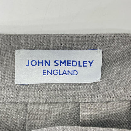 JOHN SMEDLEY ジョンスメドレー A2731FS 309 グレー リネン100 ランダムタック ベルテッドフレアロングスカート スカート