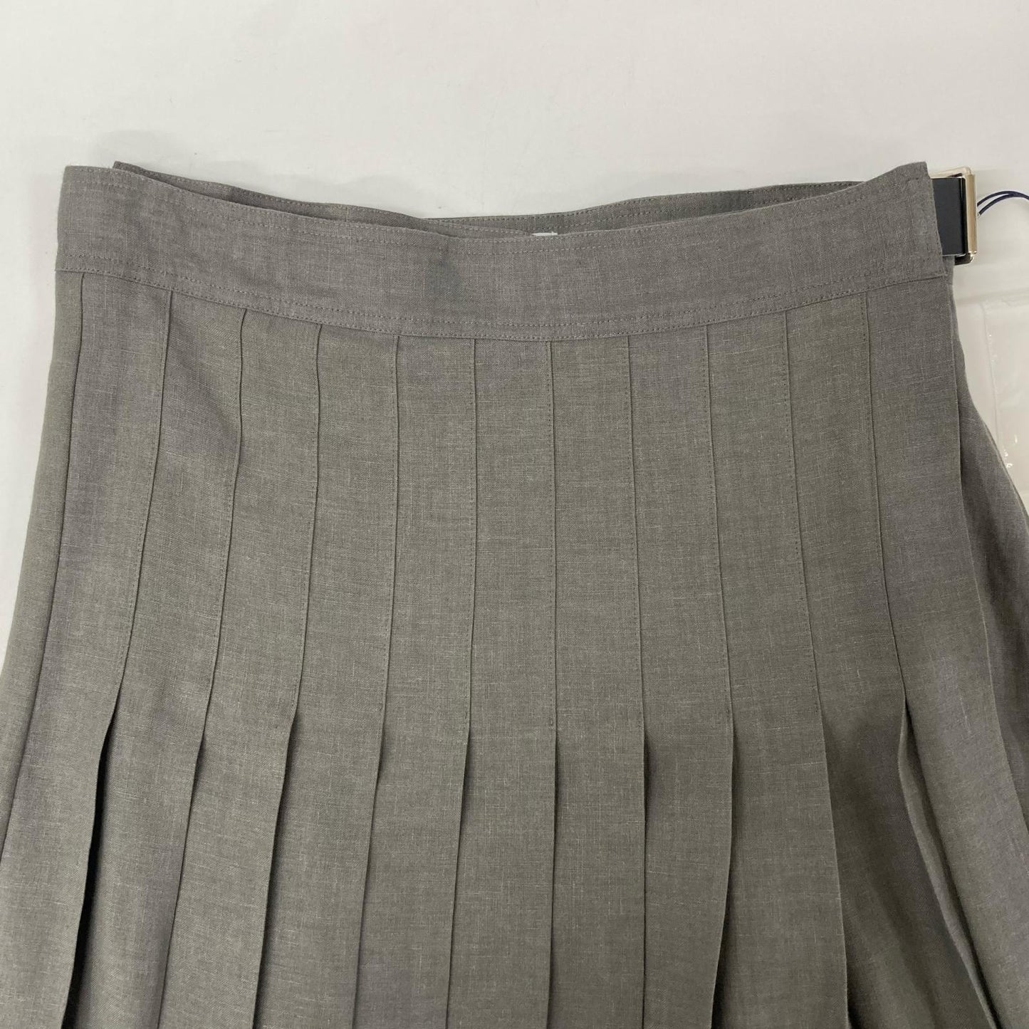 JOHN SMEDLEY ジョンスメドレー A2731FS 309 グレー リネン100 ランダムタック ベルテッドフレアロングスカート スカート