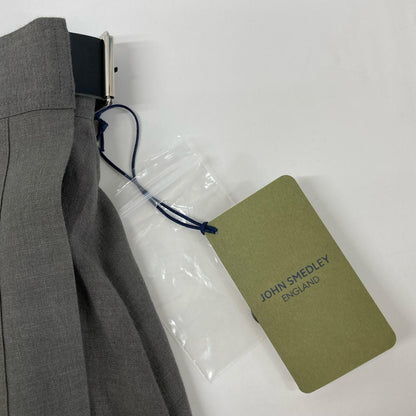 JOHN SMEDLEY ジョンスメドレー A2731FS 309 グレー リネン100 ランダムタック ベルテッドフレアロングスカート スカート