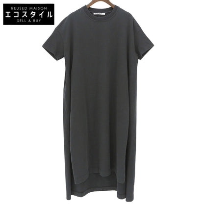 ネイビー コットン サイドスリット クルーネック ショートスリーブ カットソーワンピース XS ワンピース XS レディース
