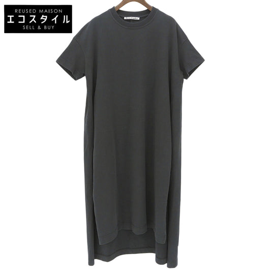 Navy Cotton Side Slit Crew Neck Short Sleeve Cut and Sewn Dress XS Dresses XS for Women
