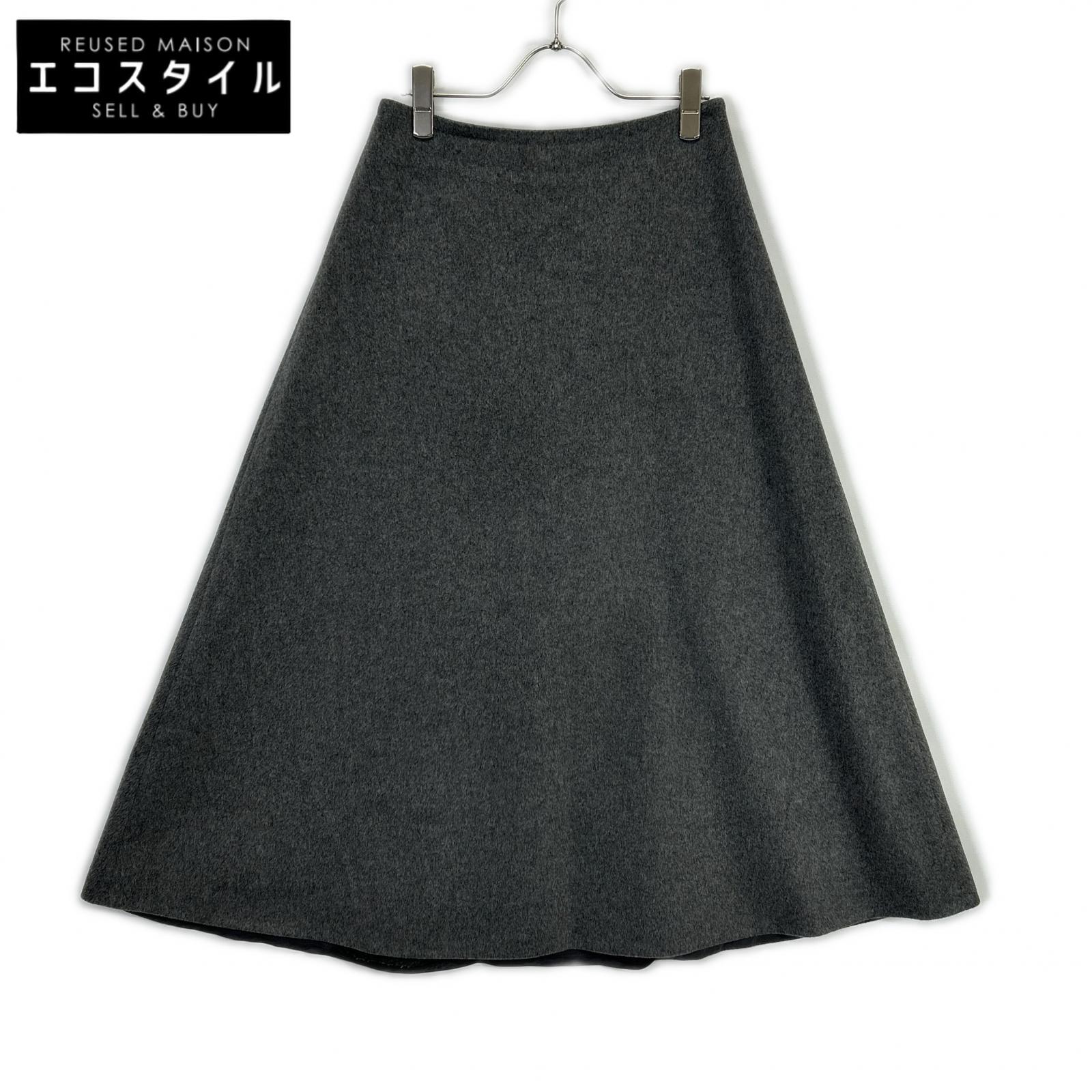 EVERY DAY I LIKE 23-060-520-8050 Gray Wool x Cashmere Flared Long Skirt Skirt 36