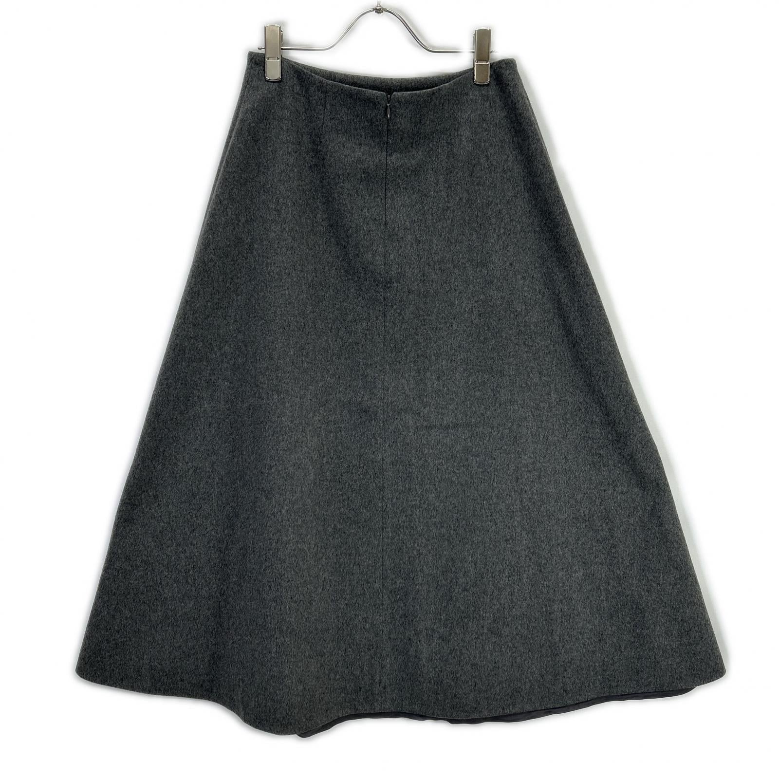 EVERY DAY I LIKE 23-060-520-8050 Gray Wool x Cashmere Flared Long Skirt Skirt 36