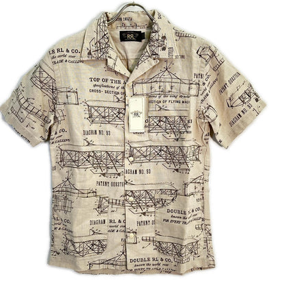 RRL 双R标 MNRRWOV1N820058 亚麻 蓝印花 三口袋 短袖运动衬衫 上衣 XS