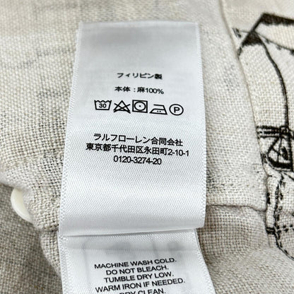 RRL 双R标 MNRRWOV1N820058 亚麻 蓝印花 三口袋 短袖运动衬衫 上衣 XS