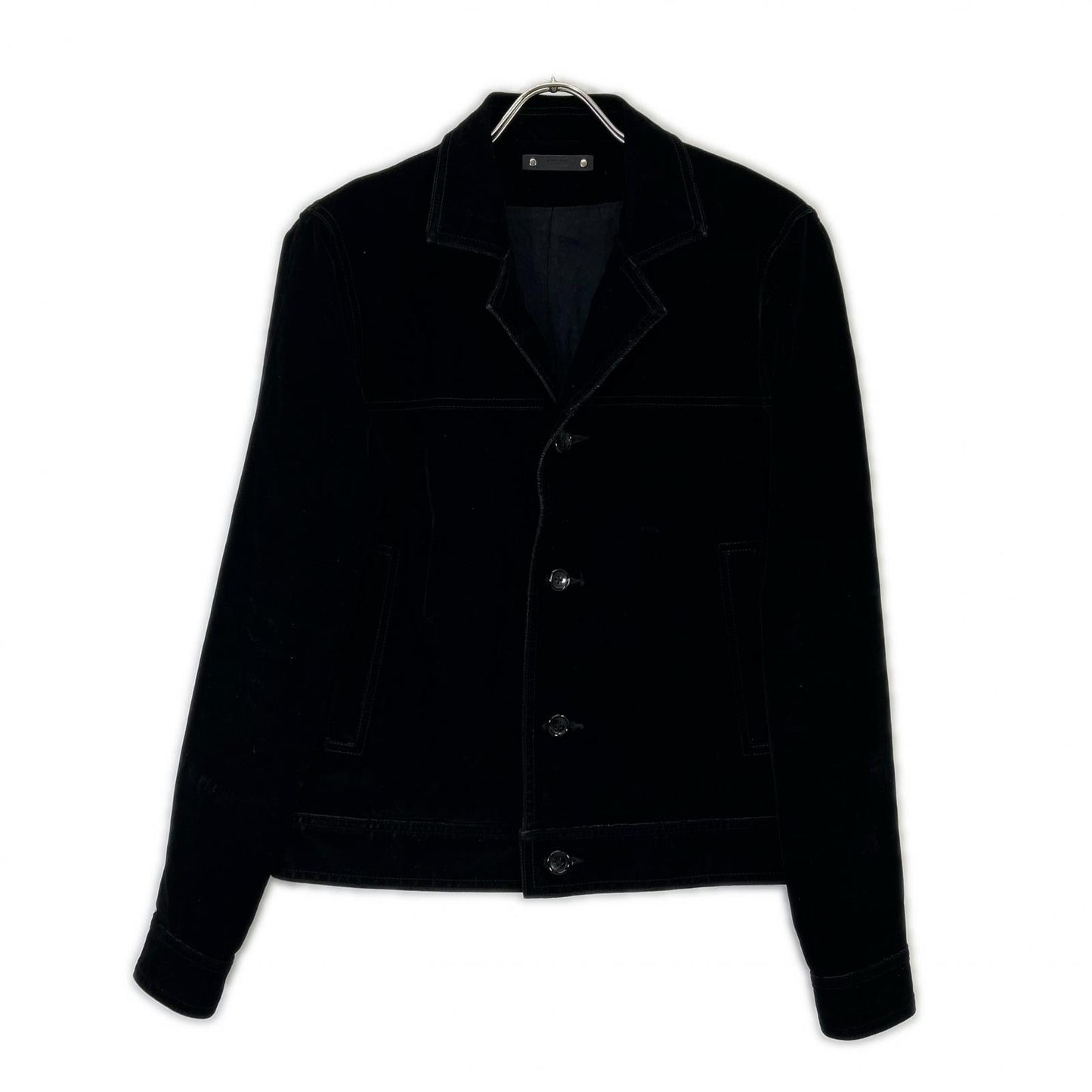 MINEDENIM 24AW 2410-8002-99-022 Black Cotton Blend 4B Velvet Denim Trucker Jacket