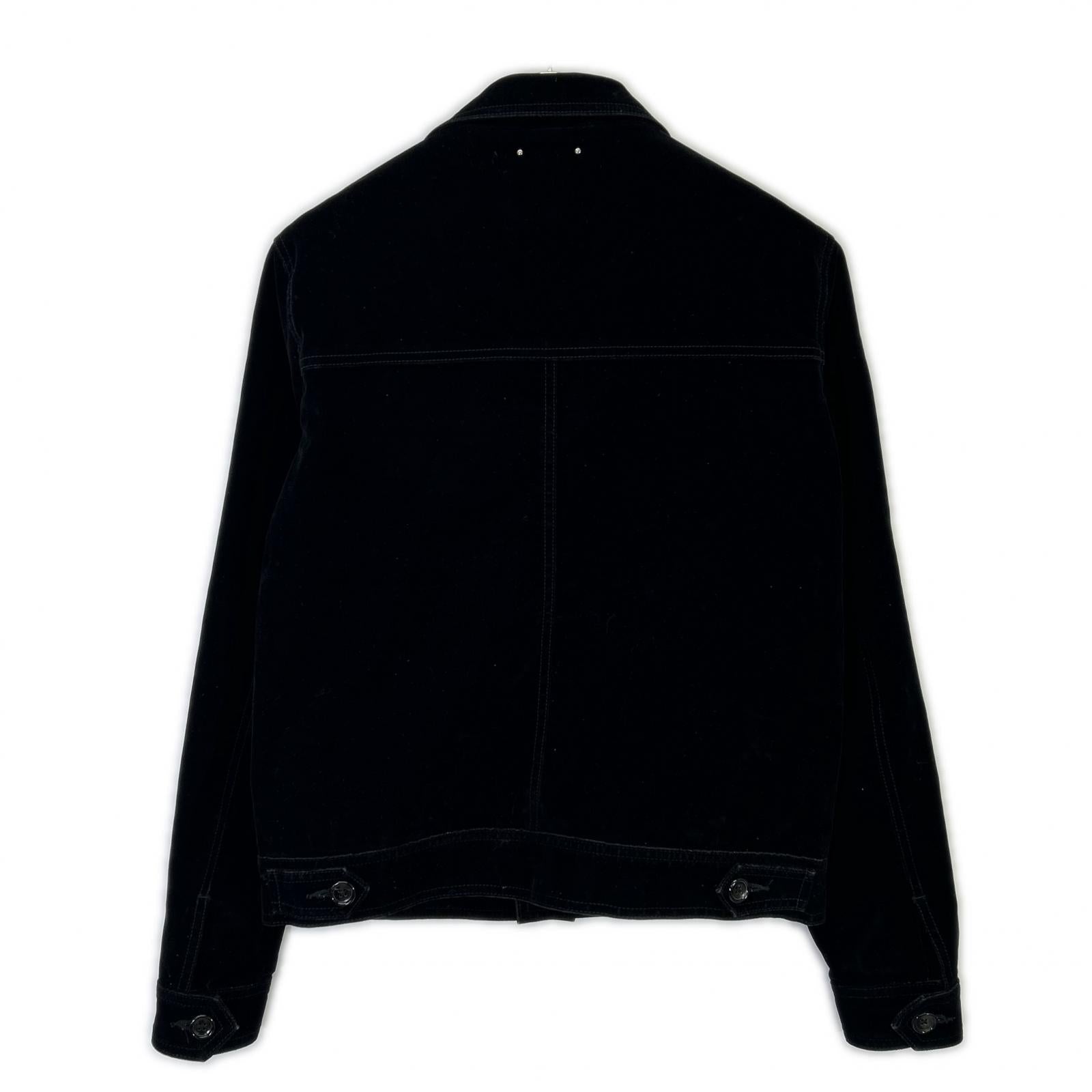 MINEDENIM 24AW 2410-8002-99-022 Black Cotton Blend 4B Velvet Denim Trucker Jacket