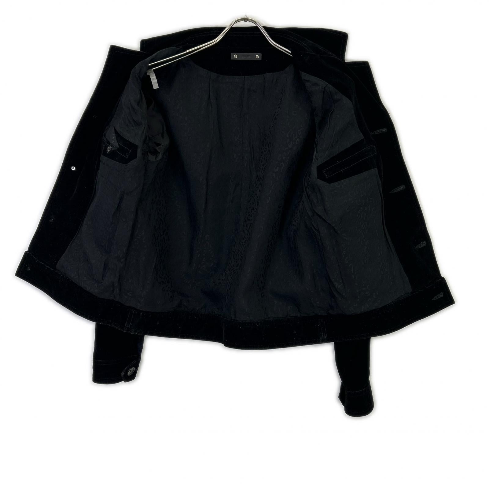 MINEDENIM 24AW 2410-8002-99-022 Black Cotton Blend 4B Velvet Denim Trucker Jacket