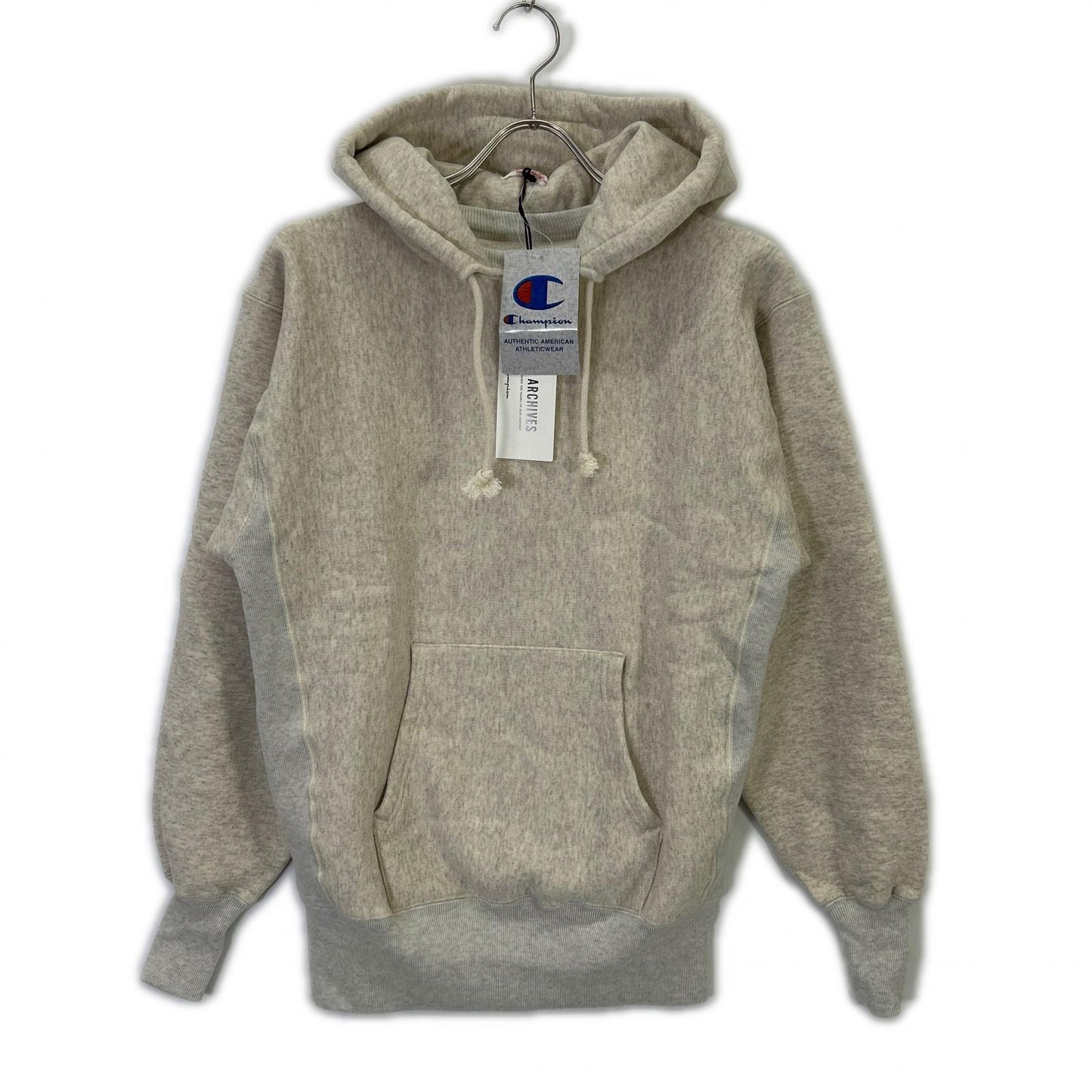 Champion C3-Q131 TRUE TO ARCHIVES Silver Gray Reverse Weave After Hooded Sweatshirt Top