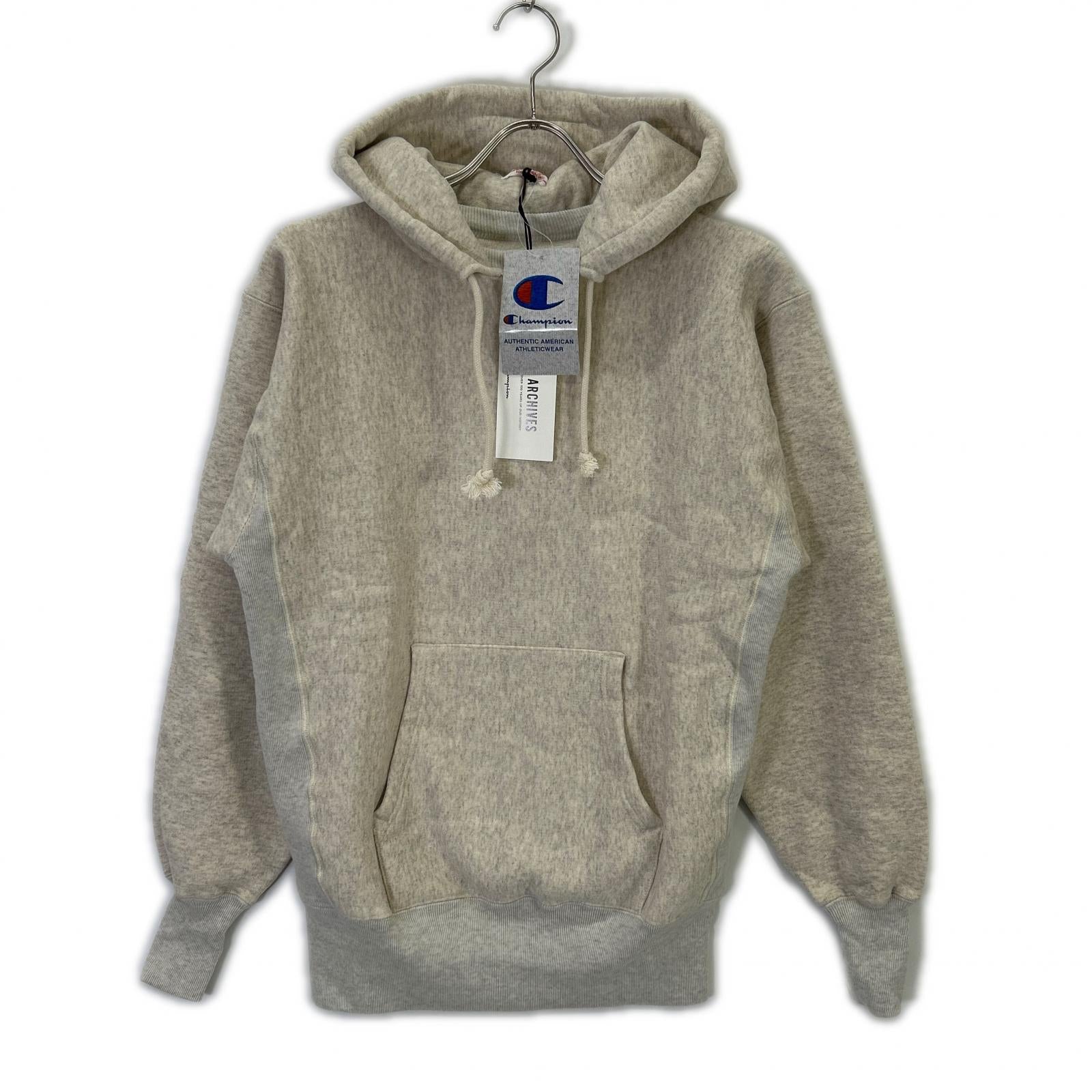 Champion C3-Q131 TRUE TO ARCHIVES Silver Gray Reverse Weave After Hooded Sweatshirt Top